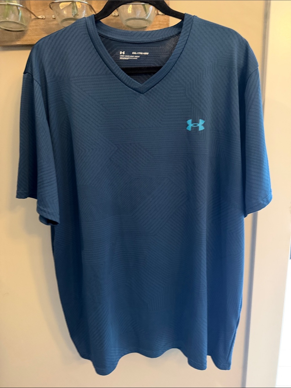 Under Armour Blue V-Neck Performance Tee with Aqua Logo